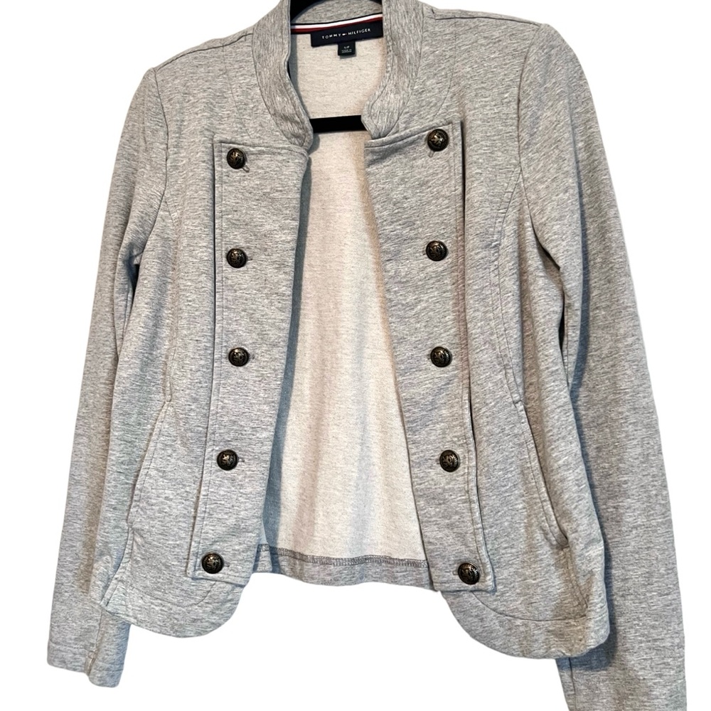 Vintage Tommy Hilfiger Heather Gray Military-Style Jacket - Picture 4 of 8